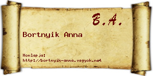 Bortnyik Anna névjegykártya